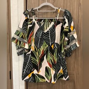 Tropical Leaf Print Women's Top